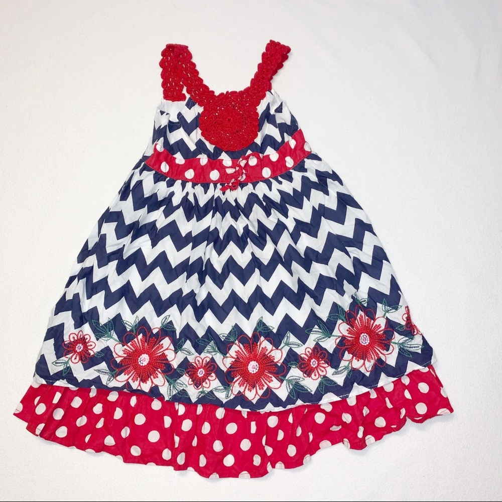 Cutey Couture Crochet Embroidered Chevron Dress